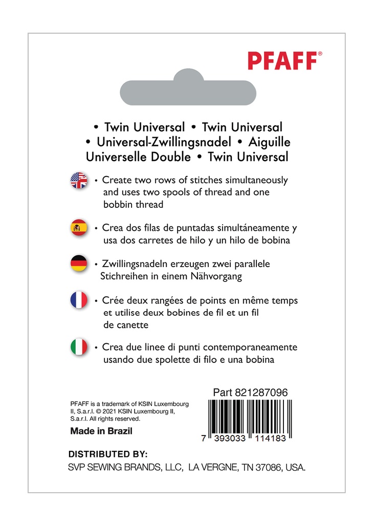 Aiguilles Double Universelles 4 mm - 90/14 - 1 pc
